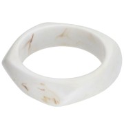 65 mm irregular square bangle made of opaque resin - Marbled white x1
