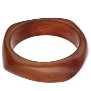 65 mm irregular square bangle in transparent resin - Marbled brown x1