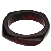 Dark brown - 65 mm irregular square bangle made of translucent resin, dark brown marbled x1 65 mm irregular square bangle made of translucent resin, dark brown marbled x1