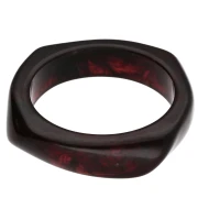 65 mm irregular square bangle made of translucent resin, dark brown marbled x1