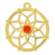 Pendant dreamcatcher époxy 30 mm red/gold tone x1|raw }}