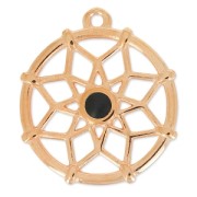 Pendant dreamcatcher époxy 30 mm black/gold tone rose x1