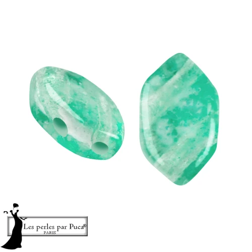 Paros® Glass Beads by Puca® 7x4 mm - Silver Foil Emerald x10g