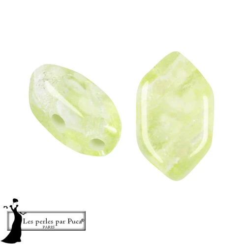 Paros® Glass Beads by Puca® 7x4 mm - Silver Foil Green x10g
