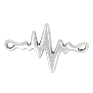 Spacer cardiogramme 2 holes 34x22 mm Antique Silver Plating x1