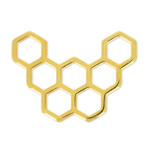 Spacer honeycomb 40x28 mm fine Gold plated x1