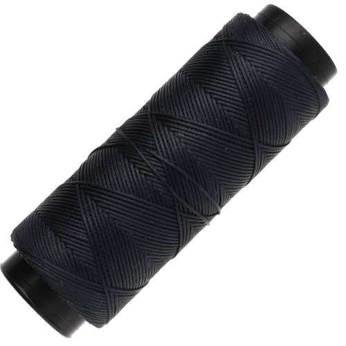 Waxed polyester flat cord - Slam Cord for micro macramé, 0.8 mm - Navy blue, 100 m