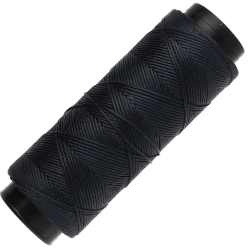 Waxed polyester flat cord - Slam Cord for micro macramé, 0.8 mm - Navy blue, 100 m