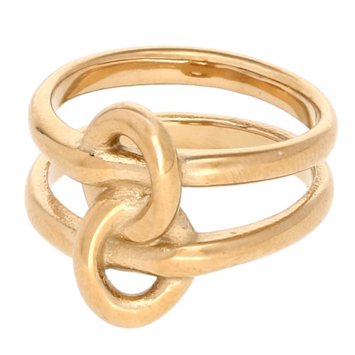 Interlocking Double Ring Ring - Size 53 - Gold-Plated 304 Stainless Steel x1