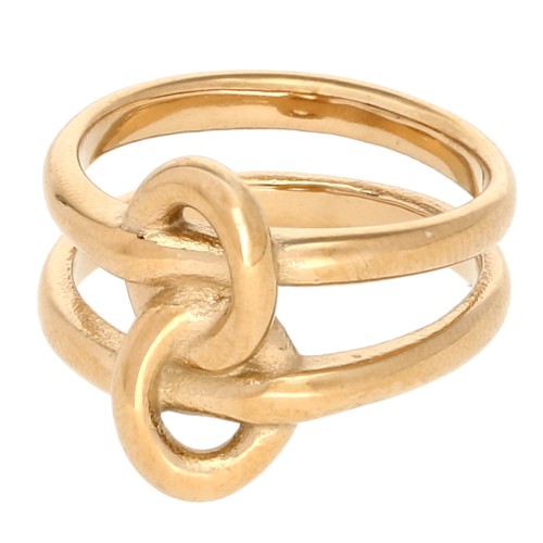 Interlocking Double Ring - Size 57 - Gold-Plated 304 Stainless Steel x1
