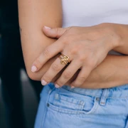 Interlocking Double Ring - Size 57 - Gold-Plated 304 Stainless Steel x1