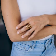 Wide Multi-Ring-Style Ring - Size 56 - Gold-Plated 304 Stainless Steel x1
