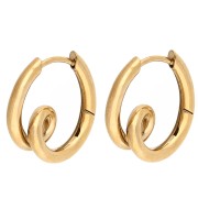 Designer Hoop Earrings, 19x17.5 mm - Gold-Plated 304 Stainless Steel x2
