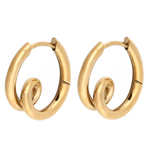 Designer Hoop Earrings, 19x17.5 mm - Gold-Plated 304 Stainless Steel (Set of 2)