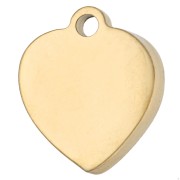 Embroidered Heart Charm, 16x14 mm - Heart Pattern - Gold-Plated 304 Stainless Steel x1
