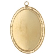 Oval embroidered pendant, 26x18 mm - bow pattern - Gold-plated 304 stainless steel x1