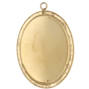 Oval embroidered pendant, 26x18 mm - bow pattern - Gold-plated 304 stainless steel x1