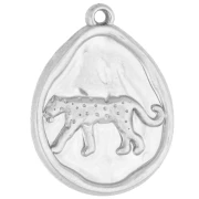 Irregular oval pendant, 21x16 mm, panther pattern - 316 stainless steel x1