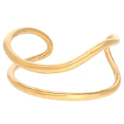 Irregular Double Bangle, 33x170 mm - Large Wrist - Gold-Plated 304 Stainless Steel x1