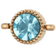 8 mm round spacer with glass cabochon - Gold-plated 304 stainless steel - Light blue