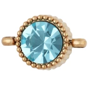 8 mm round spacer with glass cabochon - Gold-plated 304 stainless steel - Light blue