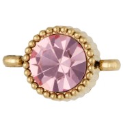 Pink - 8 mm Round Spacer with Glass Cabochon - Gold-Plated 304 Stainless Steel - Pink x1 8 mm Round Spacer with Glass Cabochon - Gold-Plated 304 Stainless Steel - Pink x1