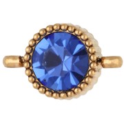 8 mm Round Spacer with Glass Cabochon - Gold-Plated 304 Stainless Steel - Sapphire x1
