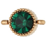 8 mm round spacer with glass cabochon - Gold-plated 304 stainless steel - Emerald x1