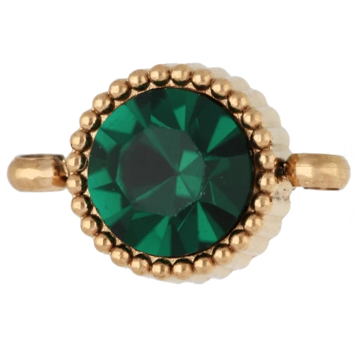 8 mm round spacer with glass cabochon - Gold-plated 304 stainless steel - Emerald x1