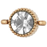 8 mm round spacer with glass cabochon - Gold-plated 304 stainless steel - Crystal x1