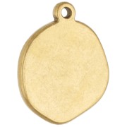 Irregularly shaped round charm, 20x16 mm - star pattern - Gold-plated 304 stainless steel - White