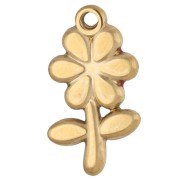 18.5 x 10 mm flower charm with rhinestones and epoxy resin - Gold-plated 304 stainless steel - Rose Gold