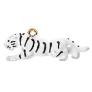 12x32 mm tiger charm with epoxy resin - Gold-plated 304 stainless steel - White x1