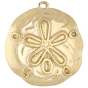 Irregular Sand Dollar Pendant, 25.5 mm - 304 Stainless Steel, Gold-Plated x1