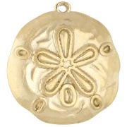 Irregular Sand Dollar Pendant, 25.5 mm - 304 Stainless Steel, Gold-Plated x1