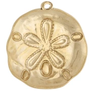 Irregular Sand Dollar Pendant, 25.5 mm - 304 Stainless Steel, Gold-Plated x1