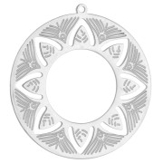 30 mm round hollow pendant - ethnic pattern - 316L stainless steel x1