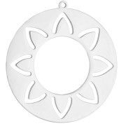 30 mm round hollow pendant - ethnic pattern - 316L stainless steel x1