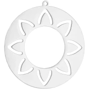 30 mm round hollow pendant - ethnic pattern - 316L stainless steel x1
