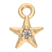 Mini Star Charm with Zirconia, 6x4.5mm - Fine gold plated - Crystal x1