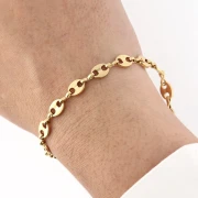 6.6 mm Coffee Bean Link Chain - Gold-Plated 304 Stainless Steel x50cm