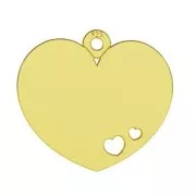 Charm heart 14 mm en sterling Silver fine Gold plated x1