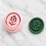 Oval cookie cutter, 20x18 mm - flower pattern - made of biodegradable polymer - Beige x1
