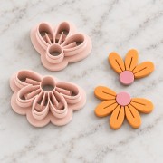 Set of biodegradable polymer flower earring cutters - Beige x1