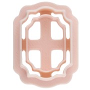 25x17 mm Rectangular Frame Cookie Cutter Made of Biodegradable Polymer - Beige x1