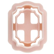 25x17 mm Rectangular Frame Cookie Cutter Made of Biodegradable Polymer - Beige x1