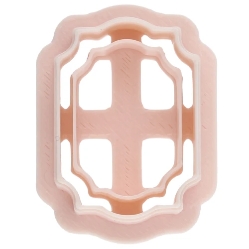 25x17 mm Rectangular Frame Cookie Cutter Made of Biodegradable Polymer - Beige x1