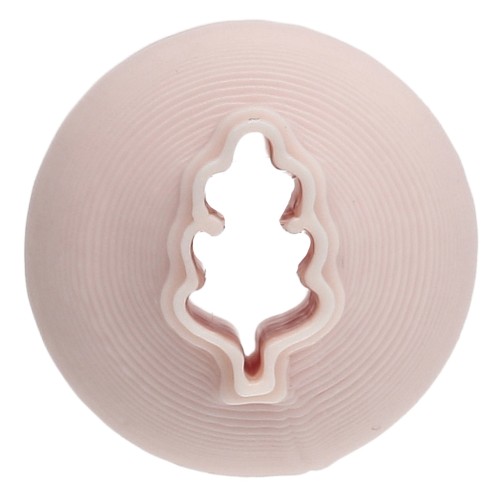 Mini oak leaf cookie cutter, 10x6 mm, made of biodegradable polymer - Beige, 1 piece