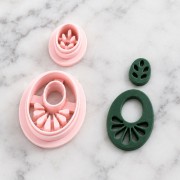 Set of oval earring cutters made of biodegradable polymer - Beige x2