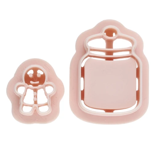 Jar-Shaped Cookie Cutter Set with Gingerbread Made from Biodegradable Polymer - Beige x2